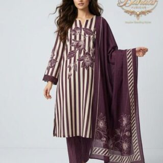 Burgandy & White Stripe 3 Piece suit in Mul Cotton