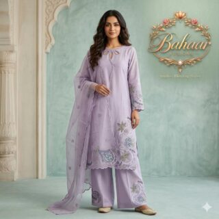 Lavender 3 Piece Organza Dupatta Suit
