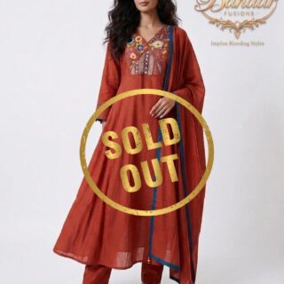 Dark Organge Mul Chanderi 3 Piece Suit