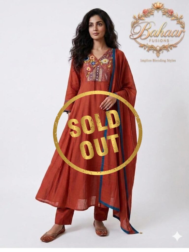 Dark Organge Mul Chanderi 3 Piece Suit