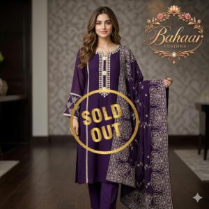 Purple Colour Pakistani 3 Piece Suit