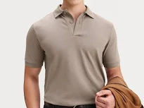 Men Self Design Polo Collar Cotton T-shirt