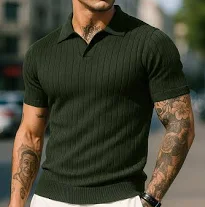 Men Self Design Polo Collar Cotton T-shirt