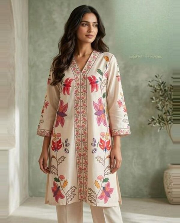 Cream Floral Satin Co-ord set
