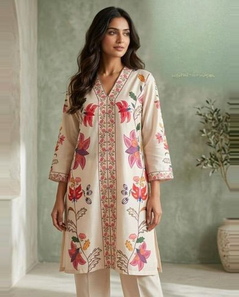 Cream Floral Satin Co-ord set