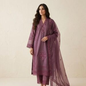 Mauve Chanderi Silk Suit