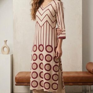 Beige Cotton Kurta Set