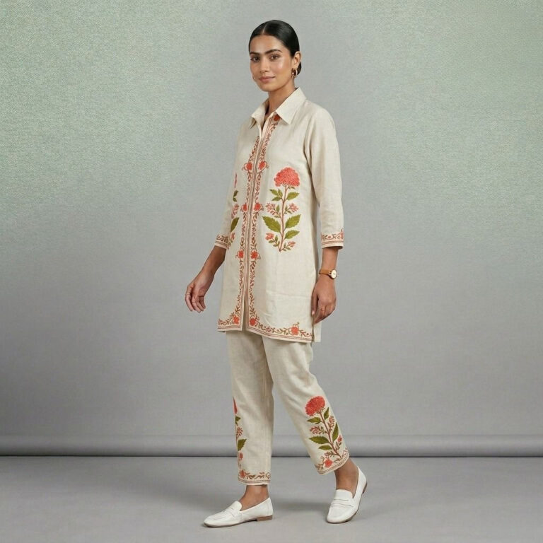 Ivory Cotton Linen Co-ord Set