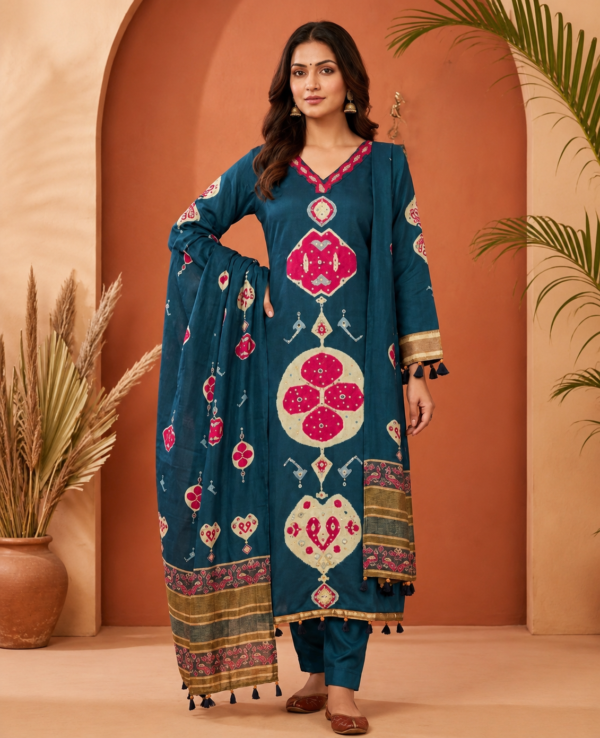 Teal Blue Crape Suit