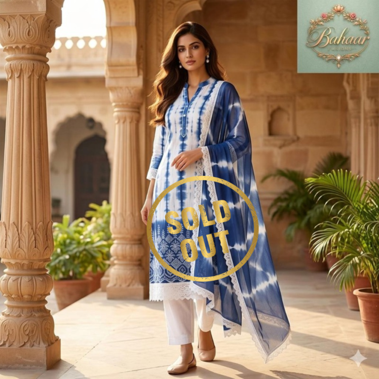 Chikankari Mul Cotton Suit Set with Lace Dupatta