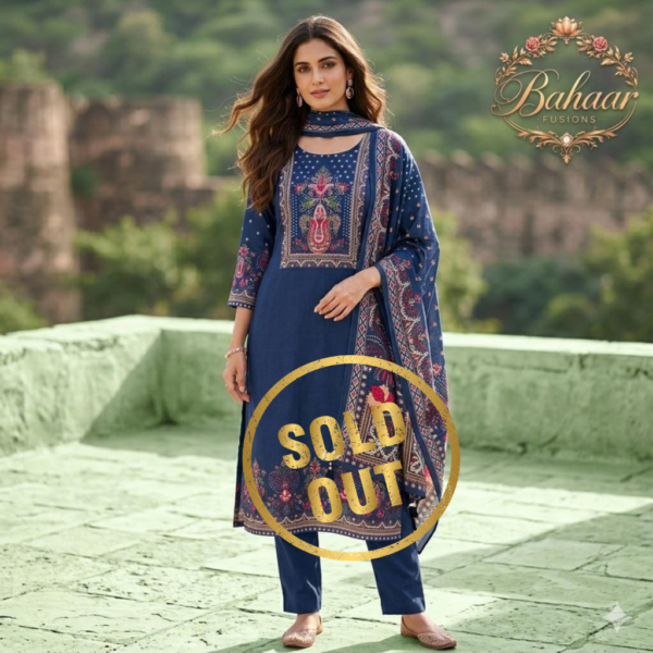 Midnight Paisley Printed Crape Suit Set