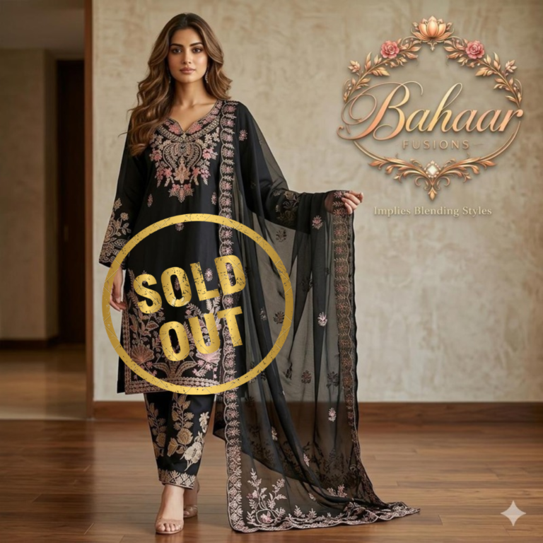 Noir Gulab Zari Embroidered Silk Blend Suit