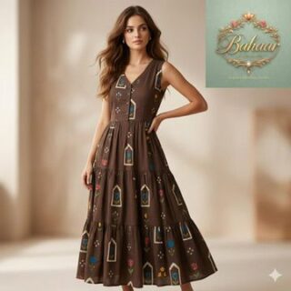 Brown Colour Cotton Dress