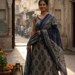 Jaipuri Dusk Block Print Cotton Palazzo Suit Set