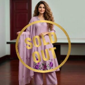 Lilac Floral Print Cotton Suit