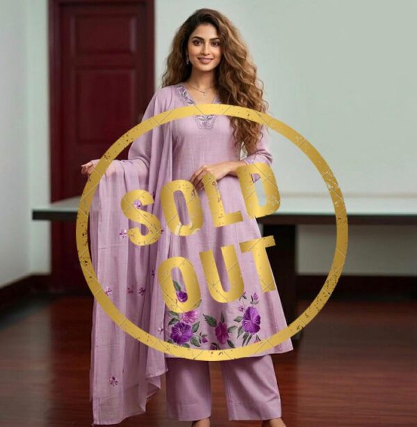 Lilac Floral Print Cotton Suit