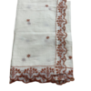 Ivory Cotton Rust Brown Embroidery Suit
