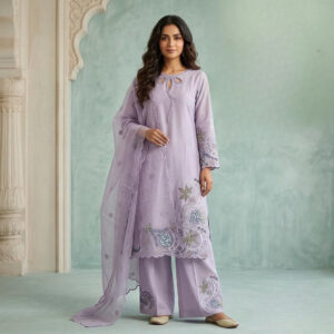 Lilac Chanderi Silk Suit
