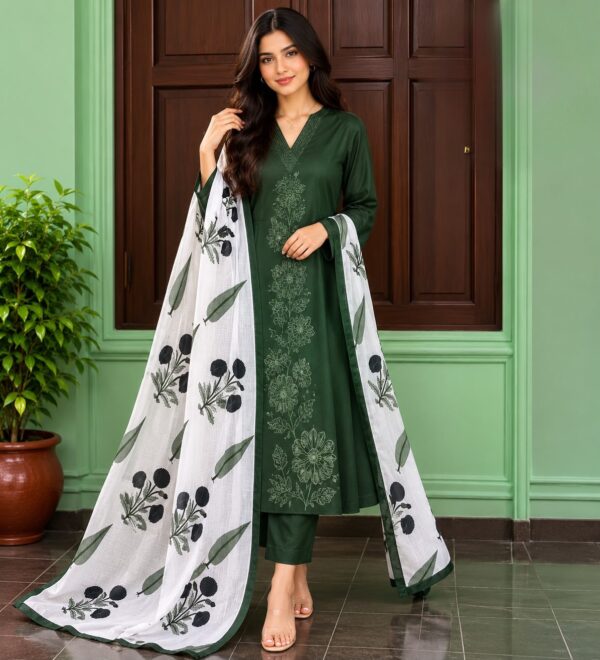 Bottle Green A line cotton suit