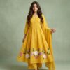 Mustard Yellow Tiered Anarkali Suit Set