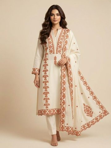 Ivory Cotton Suit Set