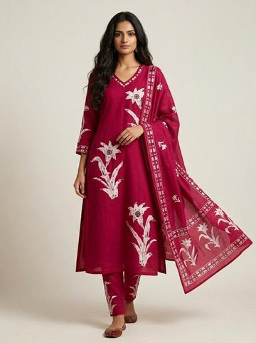 Magenta Cotton Suit