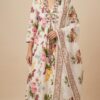 Cream Cotton Printed suit