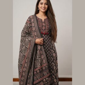 Charcol Black Ajrak Print suit
