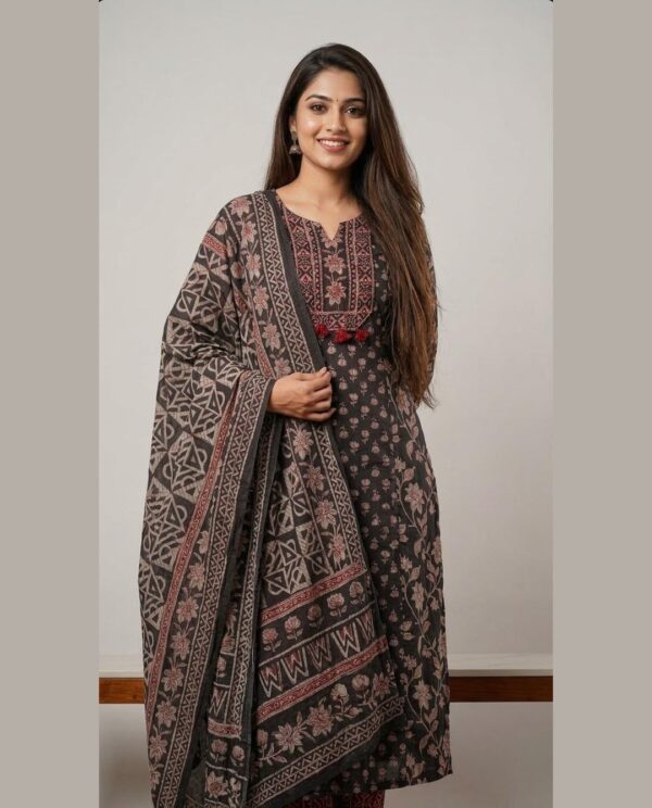 Charcol Black Ajrak Print suit