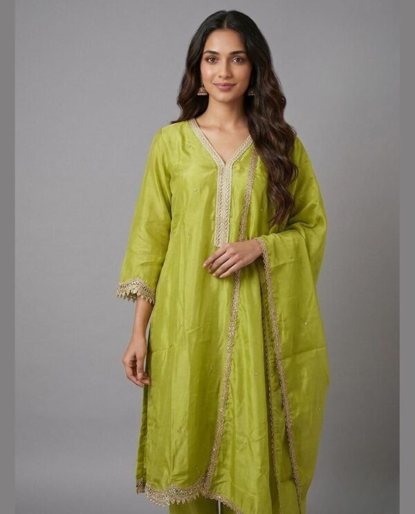 Lime Green Organza Suit